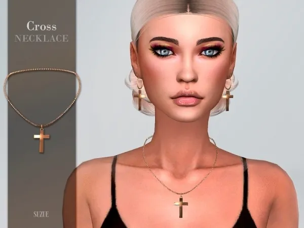 Alpha [Suzue] Cross Necklace - The Sims 4 Custom Content