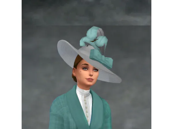 Alpha Hat with feathers and bow - The Sims 4 Custom Content