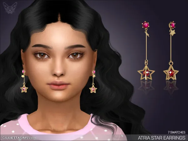Alpha Atria Star Earring For Kids by giuliettasims - The Sims 4 Custom Content