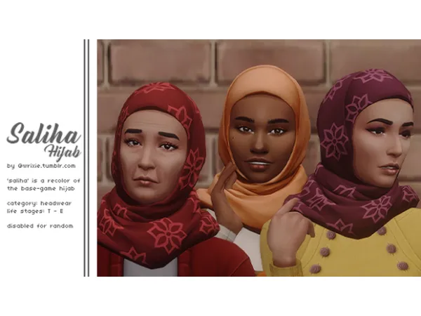 Maxis Match Saliha hijab recolor by wrixie - The Sims 4 Custom Content