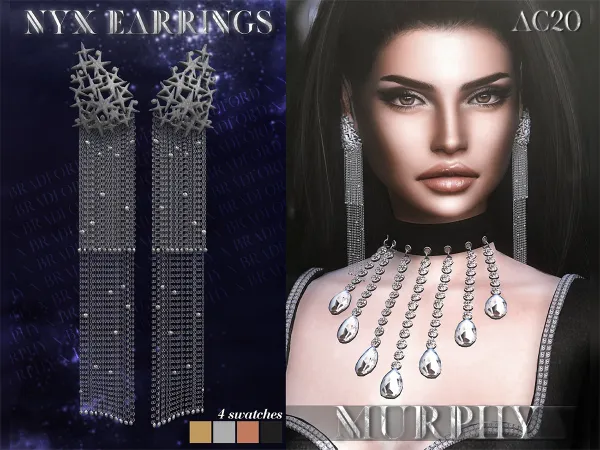 Alpha Nyx Earrings by bradford - The Sims 4 Custom Content