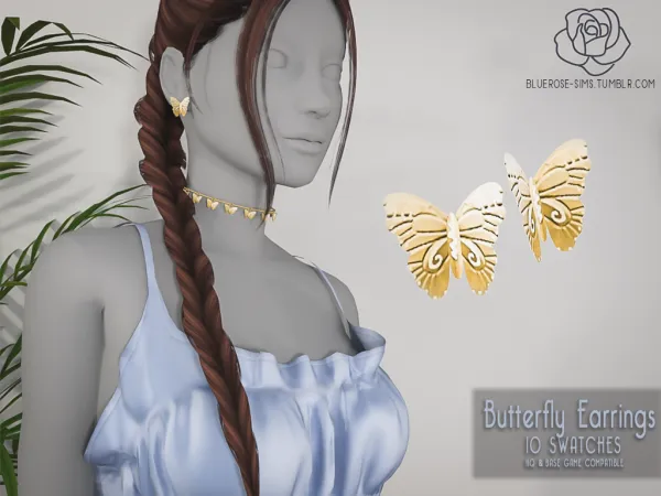 Alpha Butterfly Earrings BRsims - The Sims 4 Custom Content