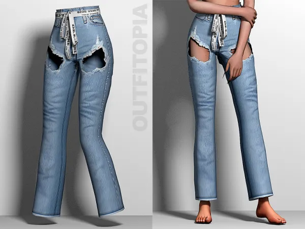 Alpha Off Line Denim Pants - The Sims 4 Custom Content