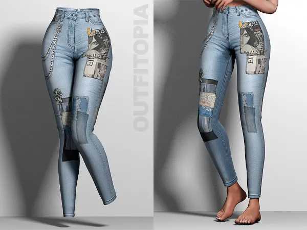 Alpha OUTFITOPIA Secrets Denim Pants - The Sims 4 Custom Content