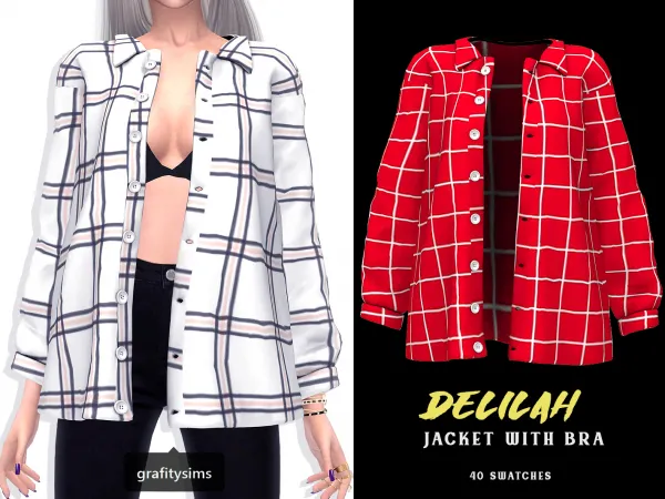 Maxis Match Delilah Jacket with Bra by grafity-cc - The Sims 4 Custom Content