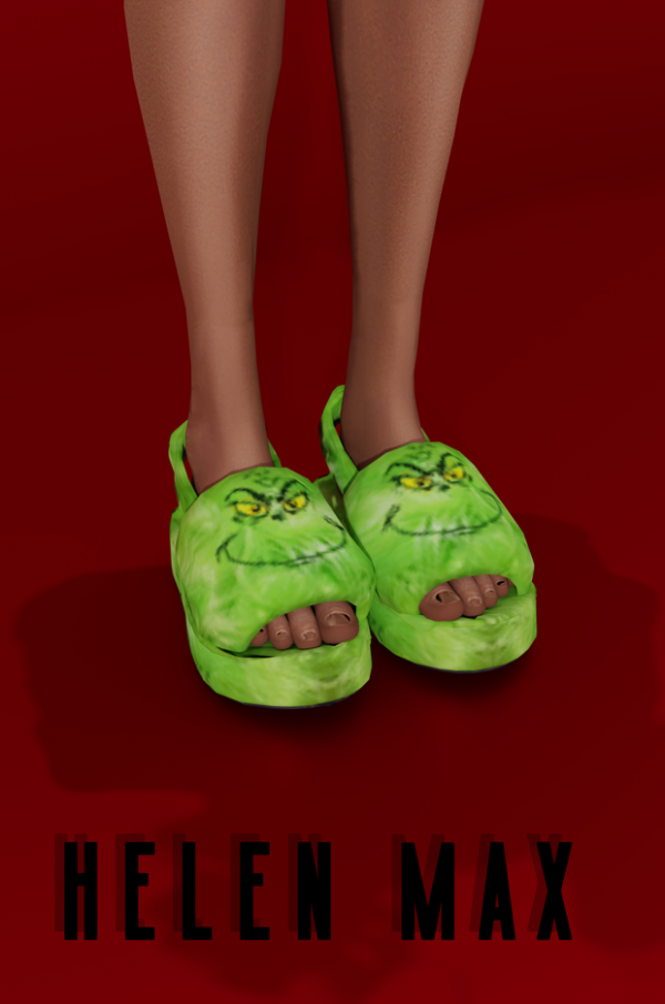 Maxis Match Helen Max Grinch slippers by simsfinds - The Sims 4 Custom Content
