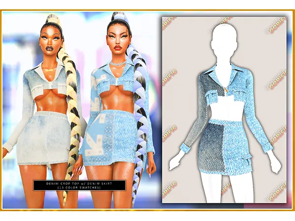 Alpha dorific_DENIM CROP TOP w DENIM SKIRT by dorific-cc - The Sims 4 Custom Content