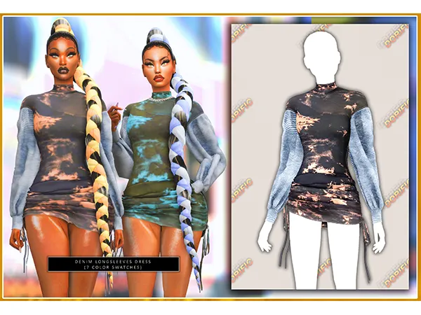 Alpha dorific_DENIM LONGSLEEVES DRESS by dorific-cc - The Sims 4 Custom Content