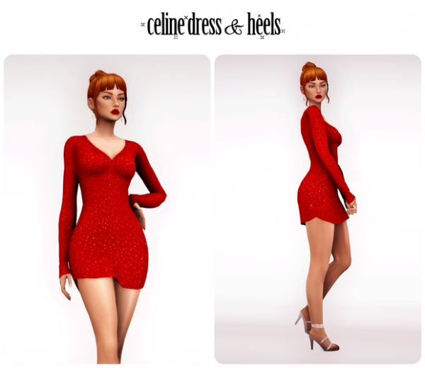 Maxis Match celine dress heels by simsfinds - The Sims 4 Custom Content
