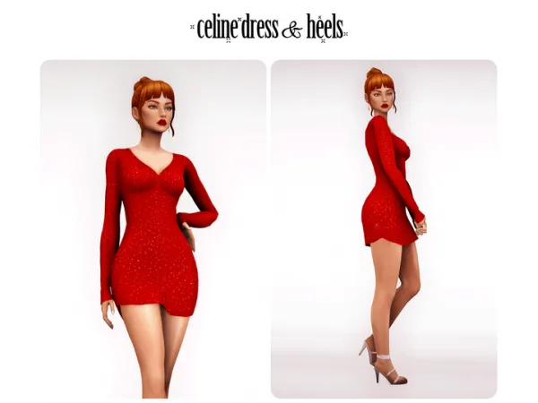 Maxis Match celine dress heels by aretha - The Sims 4 Custom Content