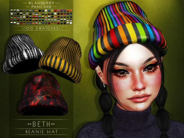 Maxis Match Blahberry Pancake Beth Beanie Hat unisex - The Sims 4 Custom Content