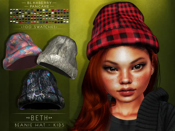 Alpha Blahberry Pancake Beth Beanie Hat KIDS by blahberry-pancake - The Sims 4 Custom Content