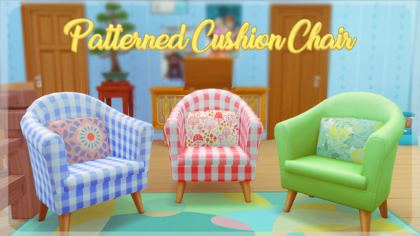 Maxis Match Patterned Cushion Chair by simsfinds - The Sims 4 Custom Content