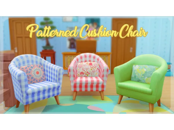 Maxis Match Patterned Cushion Chair by melunn - The Sims 4 Custom Content