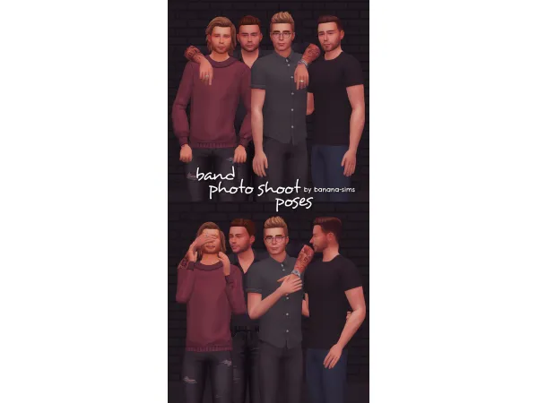 Maxis Match Band Photoshoot Pose Pack Sims sims by Banana - The Sims 4 Custom Content