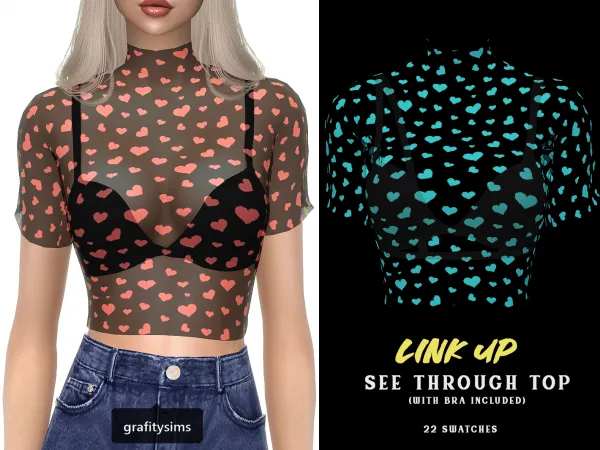 Alpha Link Up See Through Top - The Sims 4 Custom Content