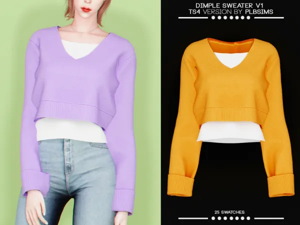 Alpha Dimple Sweater v1 by plbsims - The Sims 4 Custom Content