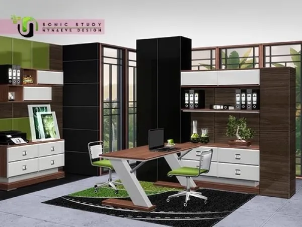 Alpha Sonic Home Office by simsfinds - The Sims 4 Custom Content