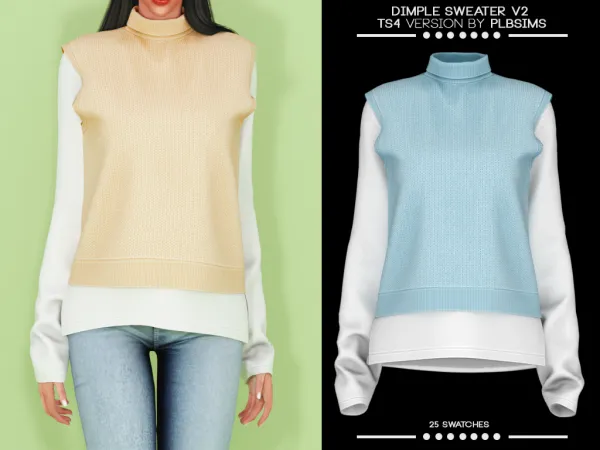 Alpha Dimple Sweater v2 by plbsims - The Sims 4 Custom Content