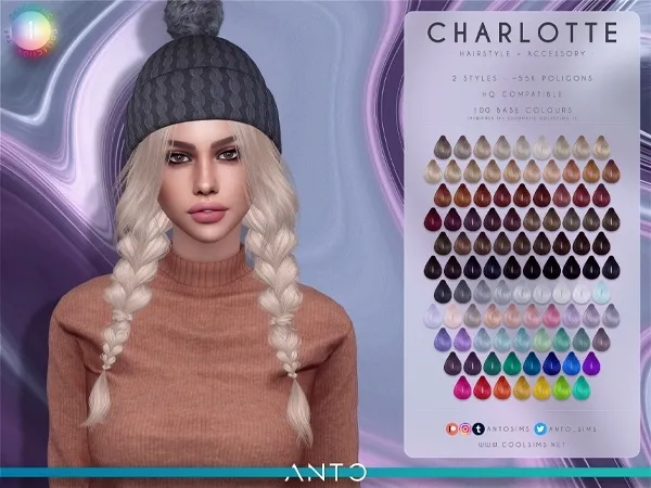 Alpha Anto Charlotte Hairstyle - The Sims 4 Custom Content