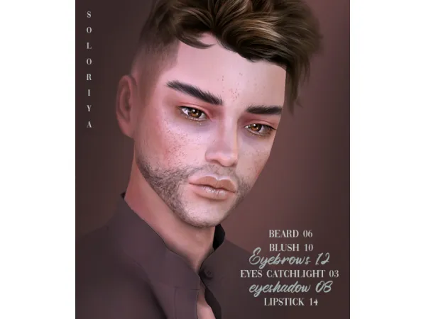 Alpha Beard 06 blush 10 eyebrows 12 eye catchlight 03 eyeshadow 08 lipstick 14 Sims 4 by soloriya - The Sims 4 Custom Content