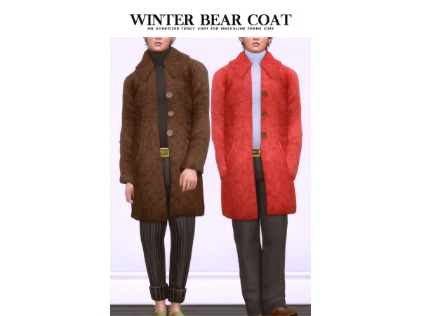 Maxis Match Winter Bear Coat by nucrests by nucrests - The Sims 4 Custom Content