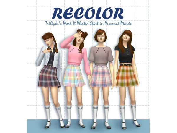 Maxis Match Personal Plaid Recolor ( Work It Pleated Skirt by Trillyke) - The Sims 4 Custom Content