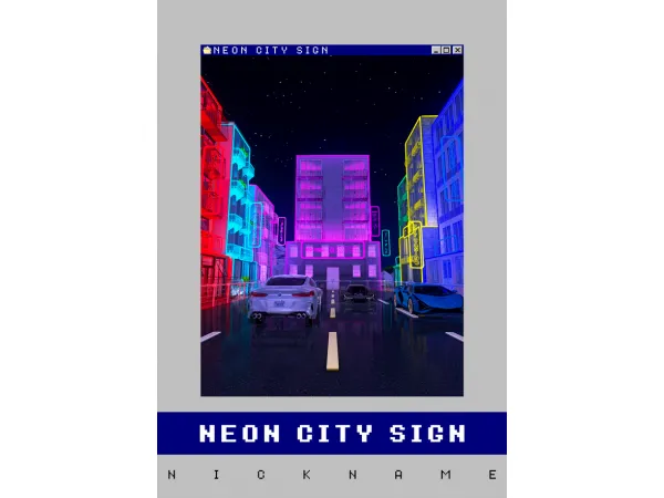 Alpha NEON CITY SIGN by give me a nickname - The Sims 4 Custom Content