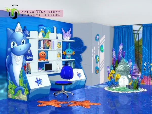 Maxis Match Ocean Kids Study by simsfinds - The Sims 4 Custom Content