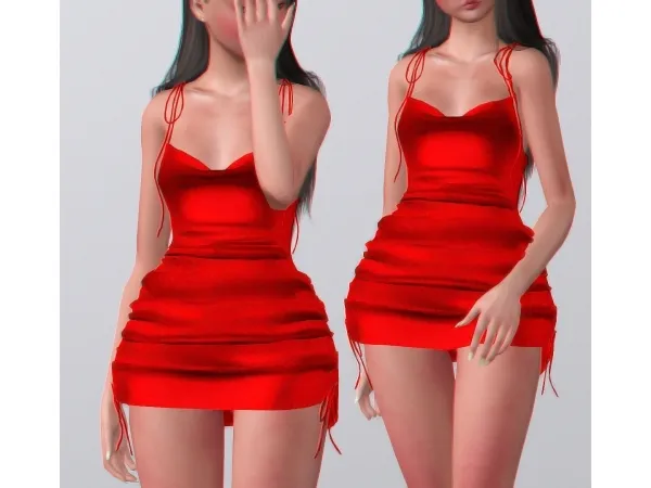 MoonriseSims Maddison Satin Dress Honey - The Sims 3 Custom Content