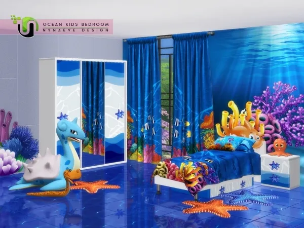 Alpha Ocean Kids Bedroom by simsfinds - The Sims 4 Custom Content