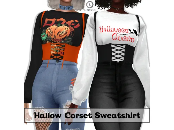 Alpha Hallow Corset Sweatshirt by lumysims - The Sims 4 Custom Content