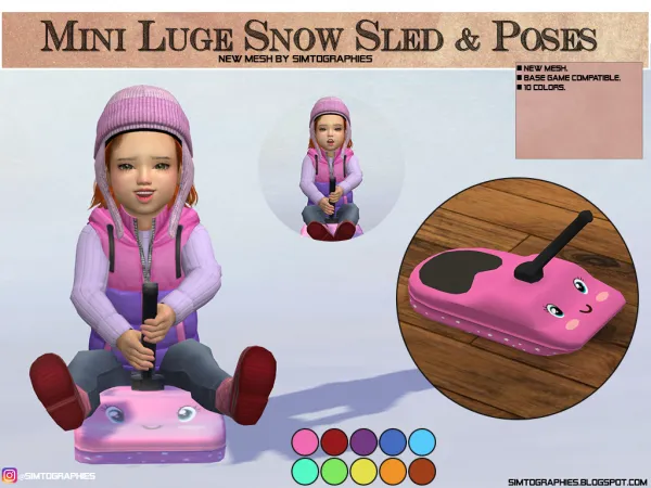 Mix Mini Luge Snow Sled Poses - The Sims 4 Custom Content