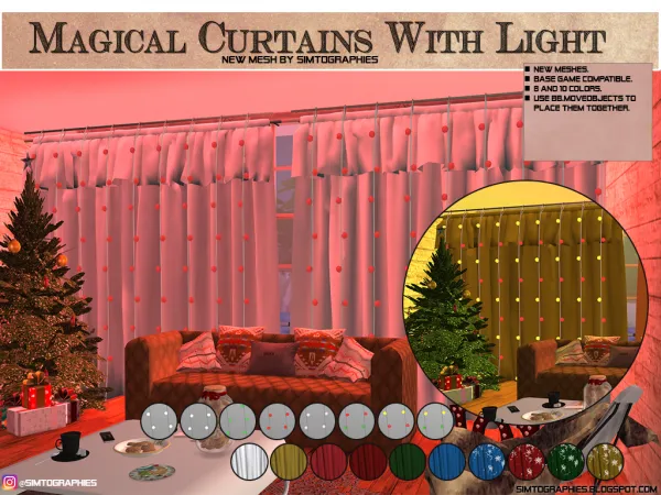 Alpha Magical Curtains With Light - The Sims 4 Custom Content