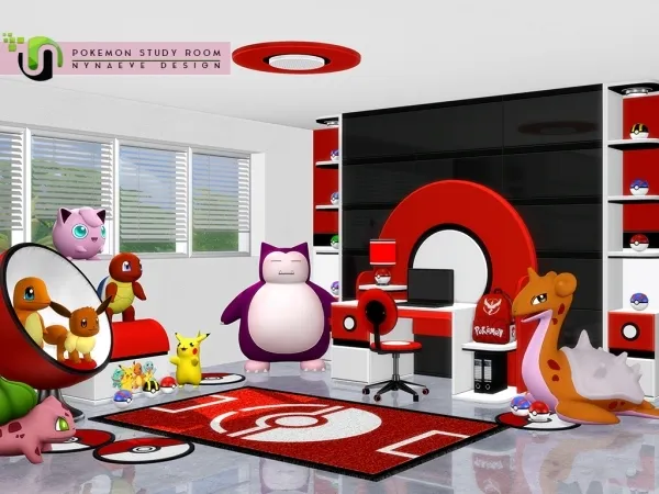 Alpha Pokémon Study Room by simsfinds - The Sims 4 Custom Content