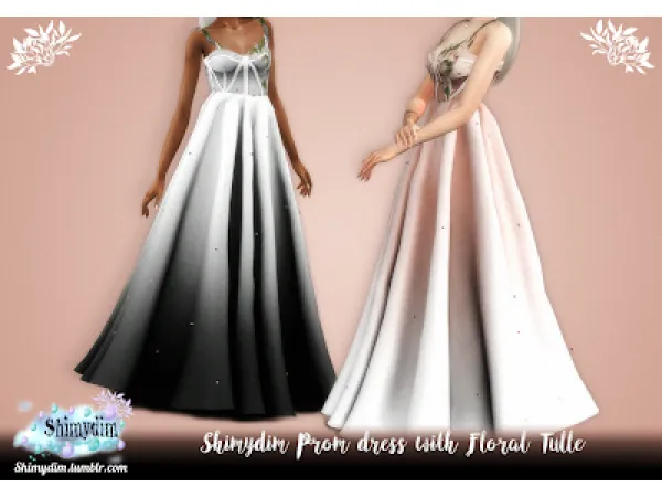 Alpha S4 Prom Dress With Floral Tulle - The Sims 4 Custom Content