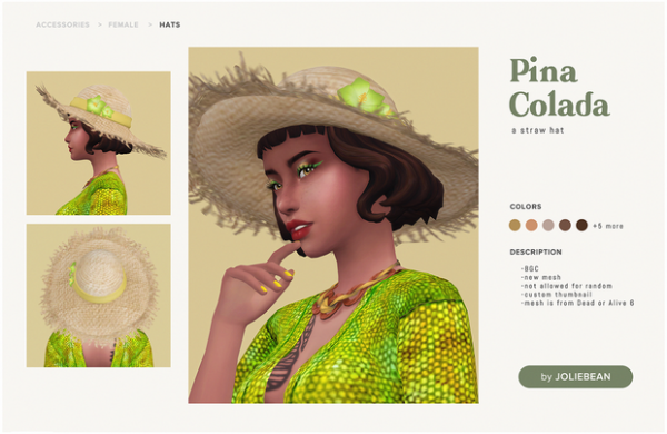 Maxis Match Pina Colada Hat by simsfinds - The Sims 4 Custom Content