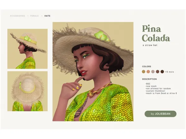 Maxis Match Pina Colada Hat by Joliebean by Joliebean - The Sims 4 Custom Content