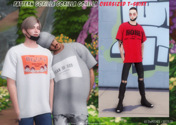 Maxis Match Recolor PATTERN Gorilla Gorilla Gorilla Oversized T Shirt by simsfinds - The Sims 4 Custom Content