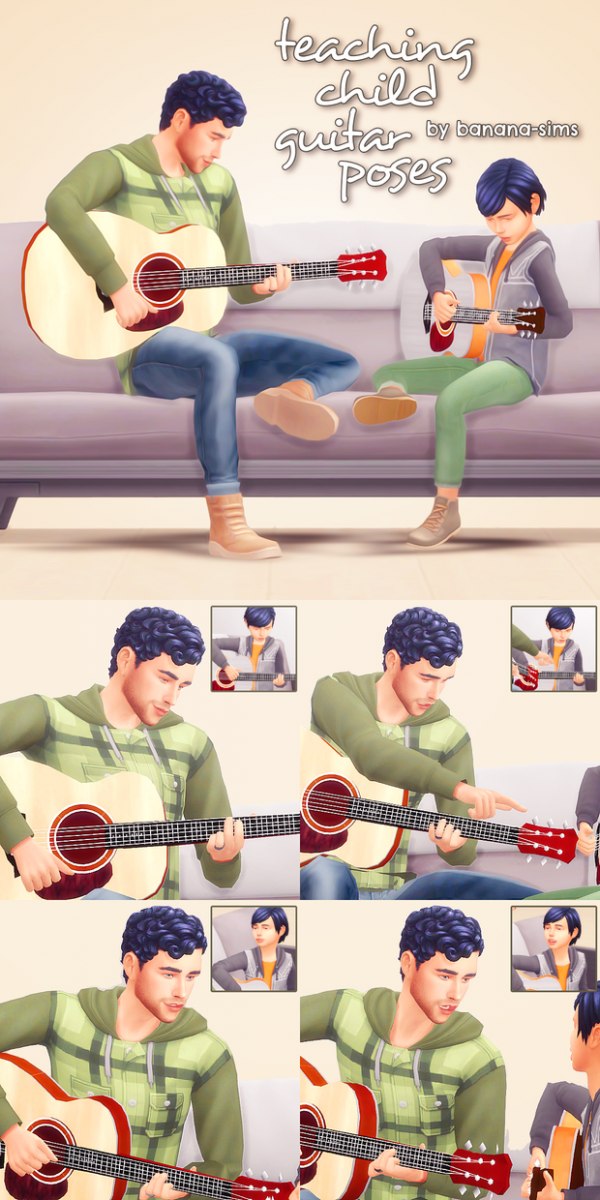 Maxis Match Teaching Child Guitar Pose Pack Sims sims by simsfinds - The Sims 4 Custom Content