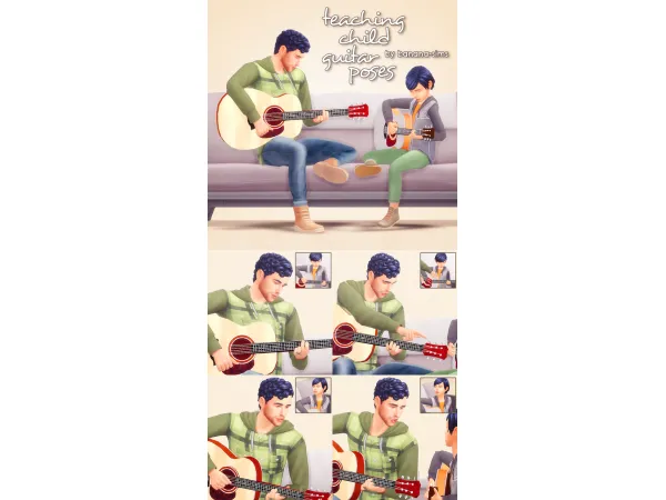Maxis Match Teaching Child Guitar Pose Pack Sims sims by Banana - The Sims 4 Custom Content