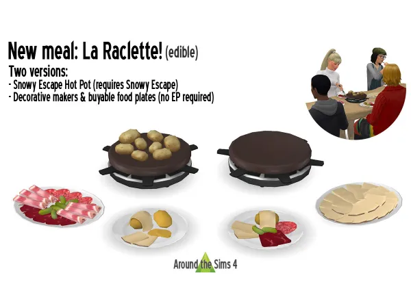 Maxis Match Around New edible food La Raclette - The Sims 4 Custom Content