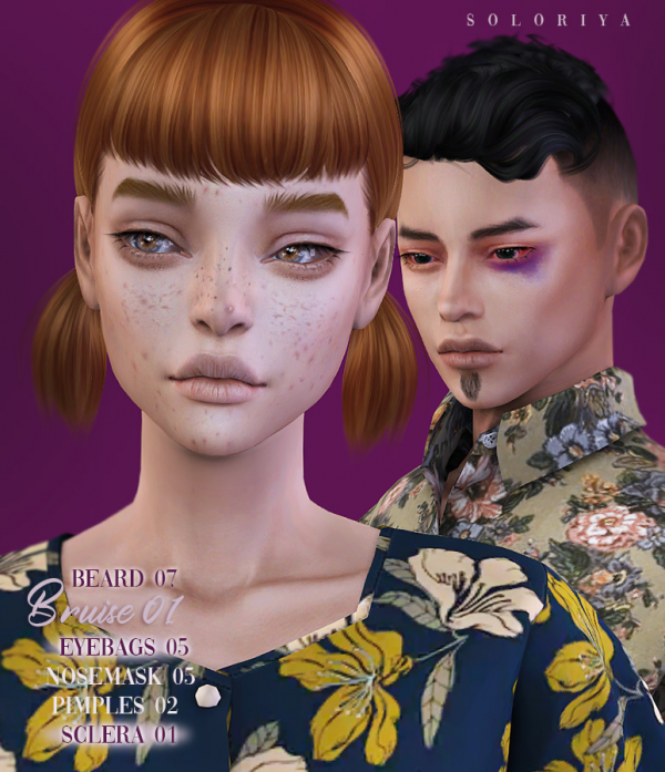 Alpha Beard 07 bruise 01 eyebags 05 nosemask 05 pimples 02 sclera 01 by simsfinds - The Sims 4 Custom Content