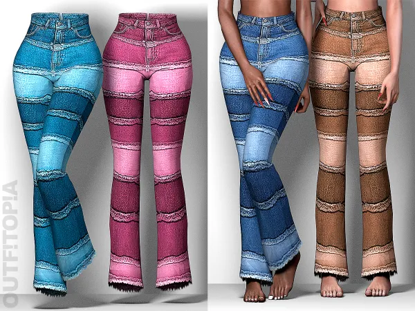 Alpha Outfitopia Alice Denim Pants - The Sims 4 Custom Content