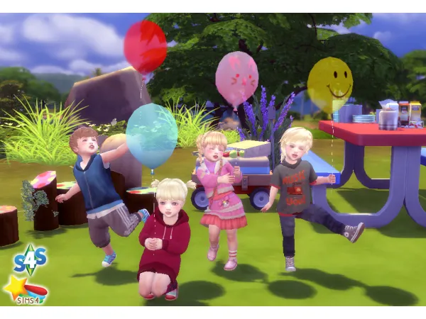 Sims 4 Mix CAS - Poses para Infantes CC: Balloon Set Pose  + Acc (Toddler)