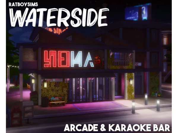 Maxis Match waterside arcade karaoke bar - The Sims 4 Custom Content