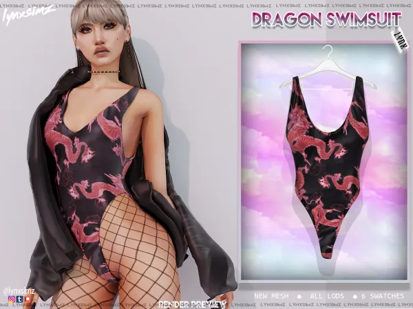 Alpha Lynxsimz Dragon Swimsuit - The Sims 4 Custom Content