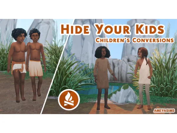 Alpha Hide Your Kids Children's Conversions by Ameya Sims - The Sims 4 Custom Content