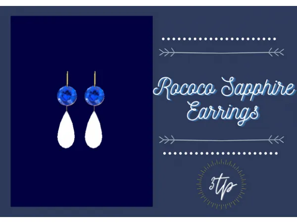 Alpha Rococo Sapphire Earrings by threethousandplumbobs - The Sims 4 Custom Content