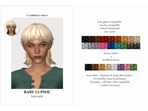 Maxis Match baby lupine hairstyle - The Sims 4 Custom Content